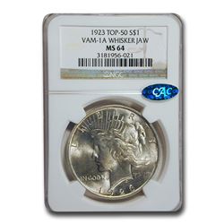 1923 Peace Dollar MS-64 NGC CAC (VAM-1A Whisker Jaw)