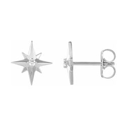 Natural 0.04 CTW Gold Star Diamond Earrings 18KT White Gold