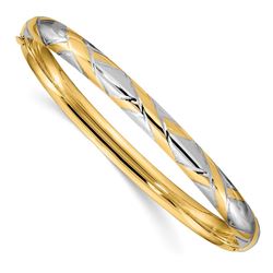 14k 4/16 w/White Rhodium Criss-Cross Bangle - 7.5 in.