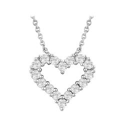 Natural 0.27 CTW Heart Outline Diamond Necklace 14KT White Gold