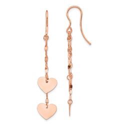 14k Rose Gold Heart Dangle Earrings