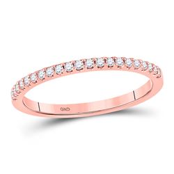 14kt Rose Gold Womens Round Diamond Wedding Single Row Band 1/6 Cttw