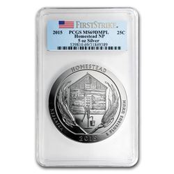 2015 5 oz Silver ATB Homestead MS-69 DMPL PCGS (FirstStrike®)