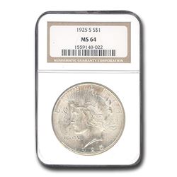 1925-S Peace Dollar MS-64 NGC