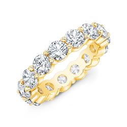 Natural 7.02 CTW Round Diamond Eternity Band Wedding Ring 14KT Yellow Gold