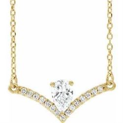 Natural 0.4 CTW Pear Diamond Chandelier Necklace 18KT Yellow Gold