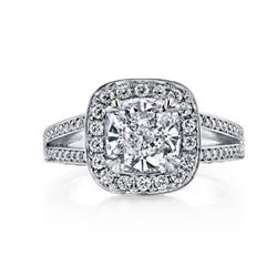 Natural 3.22 CTW Pave Halo Cushion Cut Diamond Engagement Ring 14KT White Gold