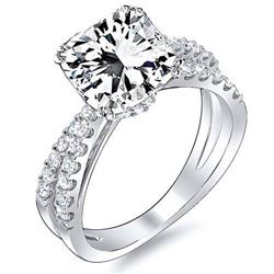 Natural 3.62 CTW Radiant Cut Cross Over Split Shank Diamond Engagement Ring 14KT White Gold
