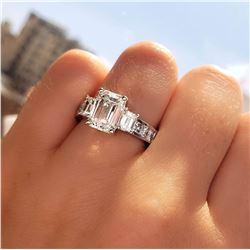 Natural 2.02 CTW Emerald Cut Diamond Engagement Ring 14KT White Gold