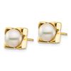 Image 2 : 14k Yellow Gold White Button Pearl Post Earrings - 6-7 mm