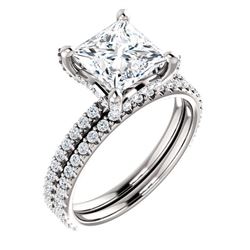 Natural 2.72 CTW Under-Halo Princess Cut Diamond Ring 18KT White Gold
