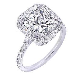 Natural 2.22 CTW Pave Halo Princess Cut Diamond Engagement Ring 18KT White Gold