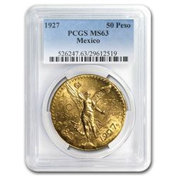 1927 Mexico Gold 50 Pesos MS-63 PCGS