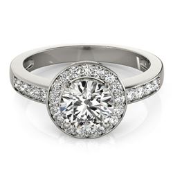 Natural 1.4 ctw Diamond Solitaire Halo Ring 14k White Gold