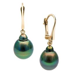 Black Tahitian Drop-Shape Pearl Dangle Earrings