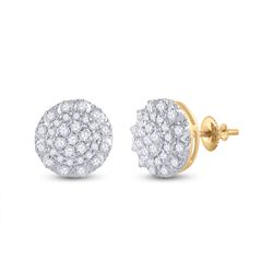 14kt Yellow Gold Womens Round Diamond Cluster Earrings 1/2 Cttw