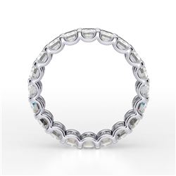 Natural 5.02 CTW U- Setting Emerald Cut Diamond Eternity Ring 18KT White Gold