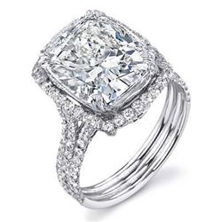 Natural 4.02 CTW Elongated Cushion Cut Halo Diamond Engagement Ring 18KT White Gold