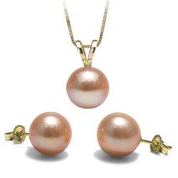 Pink Freshwater Classic Pendant and Earring Set
