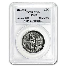 1938-D Oregon Commemorative Half Dollar MS-64 PCGS