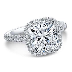 Natural 4.42 CTW Top Side Halo Cushion Cut Diamond Engagement Ring 18KT White Gold