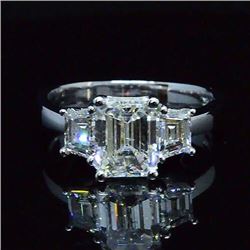 Natural 2.72 CTW 3-Stone Diamond Engagement Ring 18KT White Gold