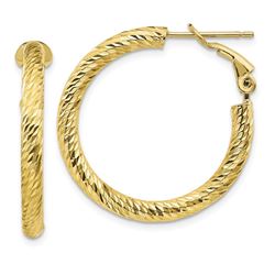 10k Yellow Gold Round Omega Back Hoop Earrings - 20 mm