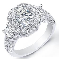 Natural 3.12 CTW Halo Cushion Cut Diamond Engagement Ring 14KT White Gold