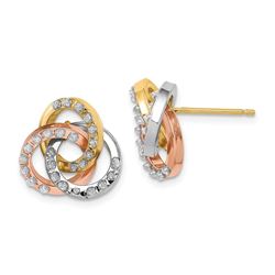 14k Tri-Color Diamond Fascination Loveknot Earrings