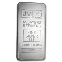 10 oz Silver Bar - Johnson Matthey (Pressed, Plain Back)