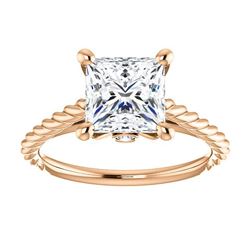 Natural 1.12 CTW Princess cut Rope Design Diamond Engagement Set 14KT Rose Gold