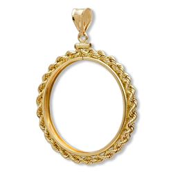 14K Gold Screw-Top Rope Polished Coin Bezel - 22 mm
