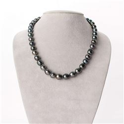 Dark Green and Peacock Tahitian Baroque Pearl Necklace, 18", 8.4-10.9mm, AA+ Quality
