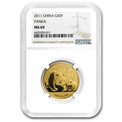 2011 China 1/2 oz Gold Panda MS-69 NGC