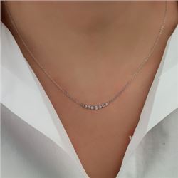 Natural 0.22 CTW 7-Stone Diamond Bar Necklace 14KT White Gold
