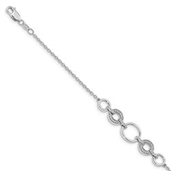 14k White Gold .176ct Diamond Ovals Bracelet - 7 in.