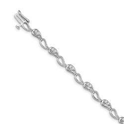 14k White Gold Diamond Paisley Link Bracelet - 7 in.