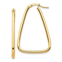 14k Yellow Gold Polished Triangle Hoop Earrings - 2x25 mm