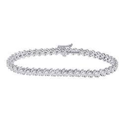 14kt White Gold Womens Round Diamond Classic Tennis Bracelet 4 Cttw