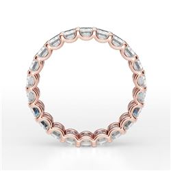 Natural 4.02 CTW U-Setting Emerald Cut Diamond Eternity Ring 14KT Rose Gold