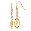 Image 2 : 14k Tri-Color Bead & Yellow Oval Dangle Earrings