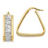 Image 1 : 14k Yellow Gold & Rhodium Diamond Cut Triangle Hoop Earrings