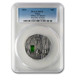2019 Palau 2 oz Antique Silver Tiffany Art Khmer MS-70 PCGS
