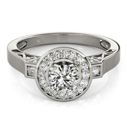 Natural 1.75 ctw Diamond Solitaire Halo Ring 14k White Gold