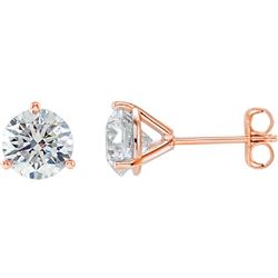 Natural 1.42 CTW Round Cut Martini Diamond Stud Earrings 14KT Rose Gold