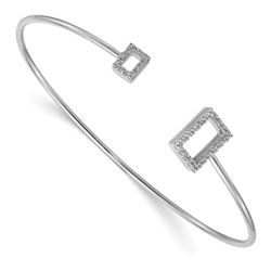 14k White Gold .27ct Diamond Recatangle Flexible Bangle - 7 in.