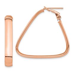 14k Rose Gold Triangle Omega Back Hoop Earrings - 5 mm