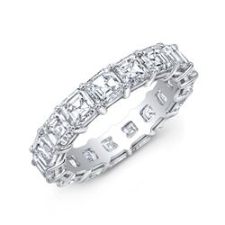 Natural 3.02 CTW Asscher Cut Diamond Eternity Ring 18KT White Gold