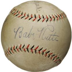 1930's Babe Ruth Signed Baseball. A magnificent