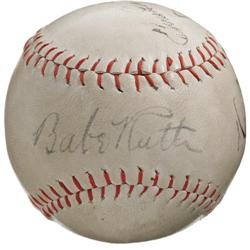 1934 Babe Ruth & Moe Berg Signed Baseball. The